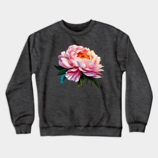 Vibrant Blush Pink Peony Flower Watercolor Painting Crewneck Sweatshirt